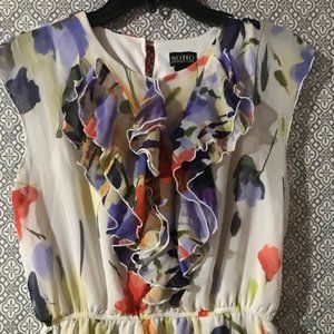 Soho Apparel Women Sleeveless Floral Ruffle Dress